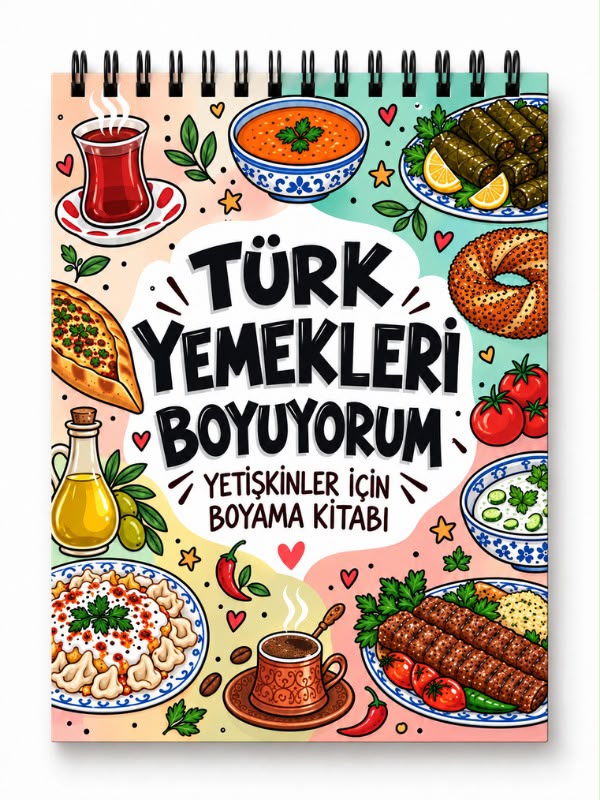Mandala Boyama Kitabı - Yetişkinler İçin Boyama Sayfaları - Türk Yemekleri